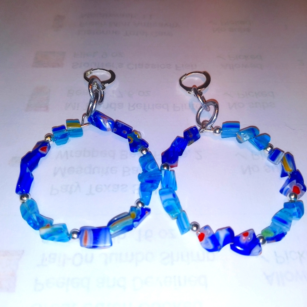 Murano Glass Lever Back Hoops